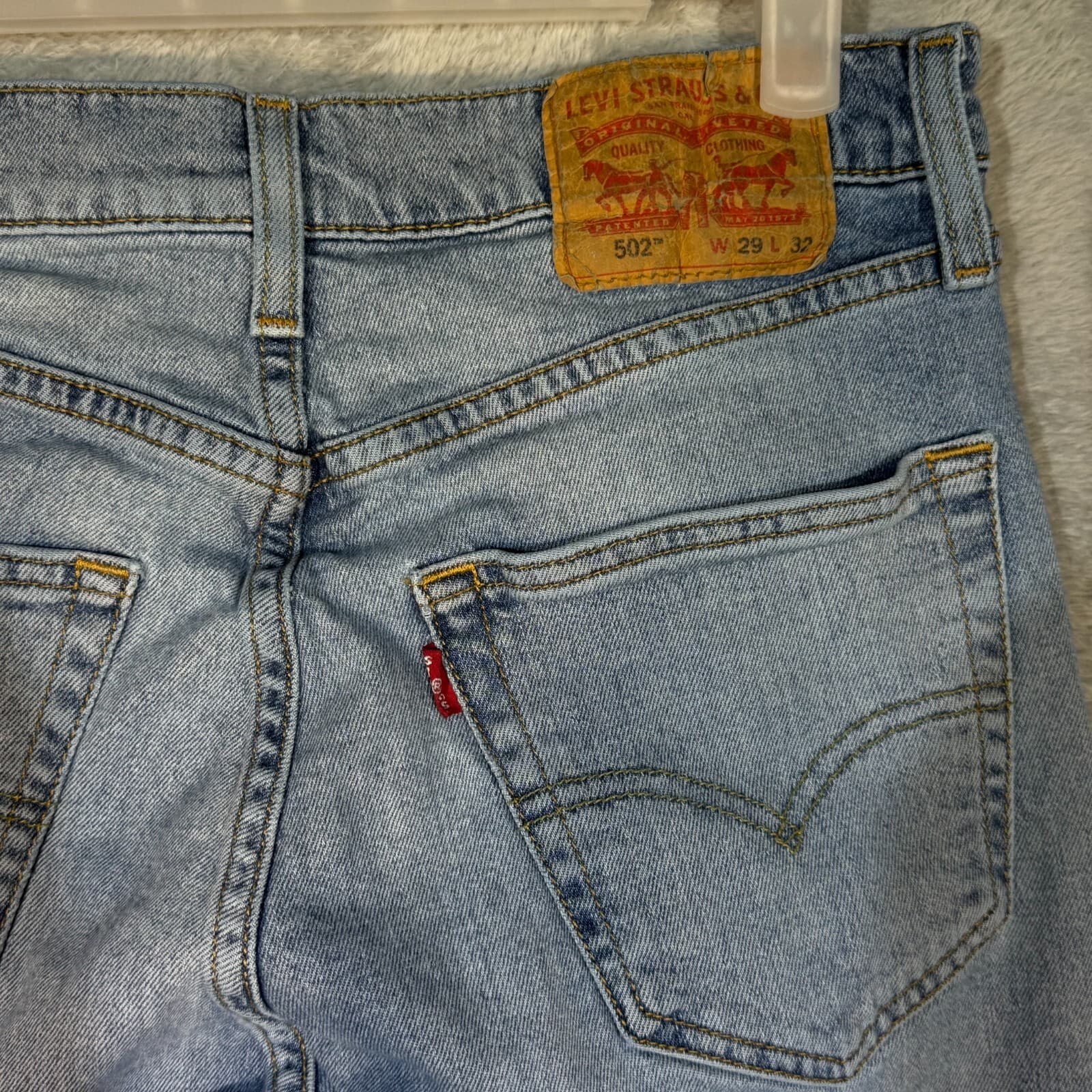 Levis 502 Mens Jeans 29x30 Blue Stretch Denim Mid Rise Straight Leg - Thumbnail 7