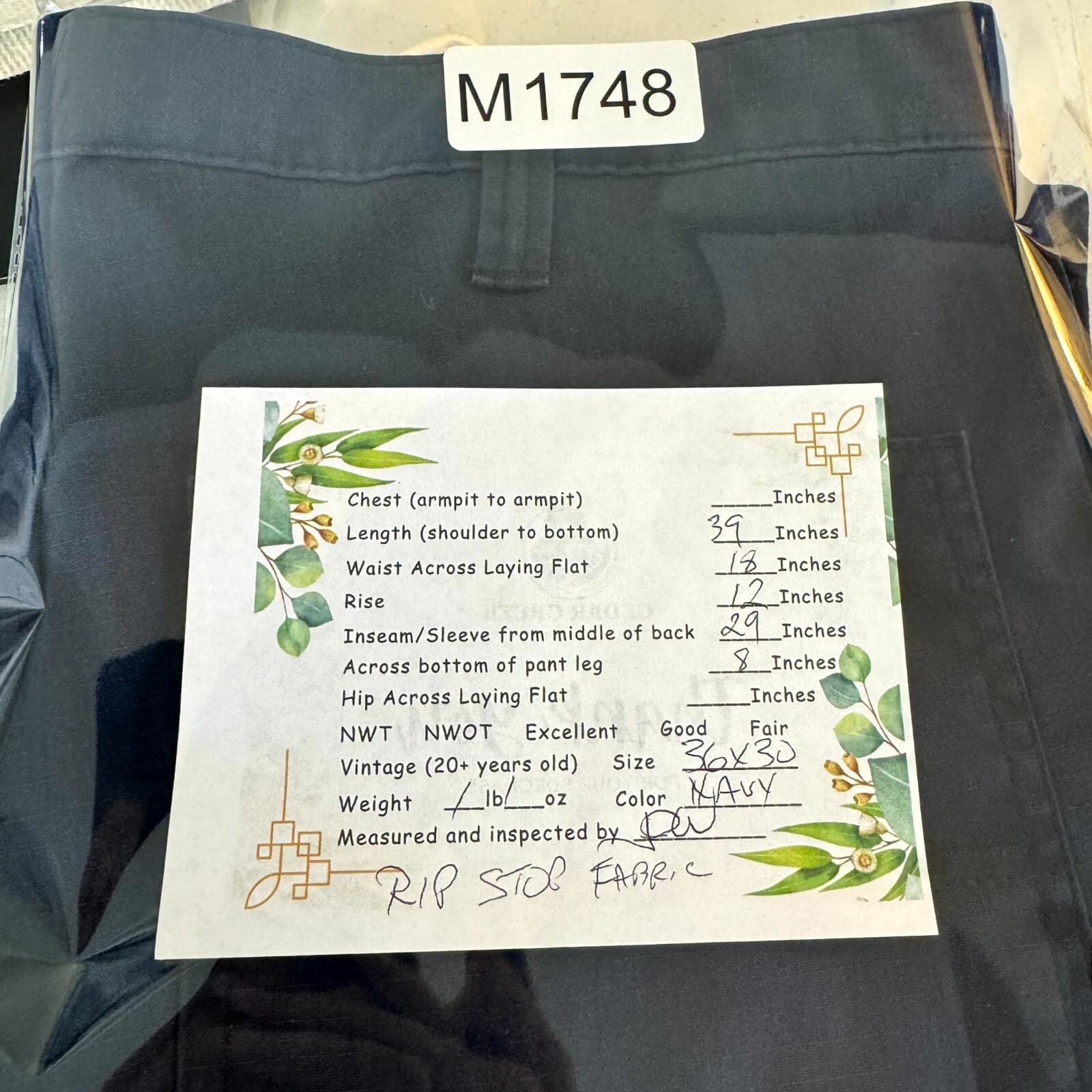 Carhartt Carpenter Pants Men's 74533-20 36x30 Navy Ripstop Relaxed Fit - Thumbnail 7