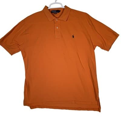 Polo Ralph Lauren Polo Shirt Mens XL Orange Pony Logo Pique Short Sleeve - Image 1