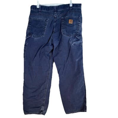 Carhartt Carpenter Jeans Men 36x30 Blue Loose Original Fit Workwear B159-NVY - Thumbnail 2