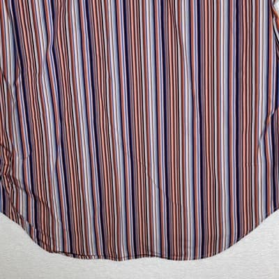 Robert Graham Shirt Mens XL Orange Blue Stripe Long Sleeve Paisley Contrast Cuff - Thumbnail 8