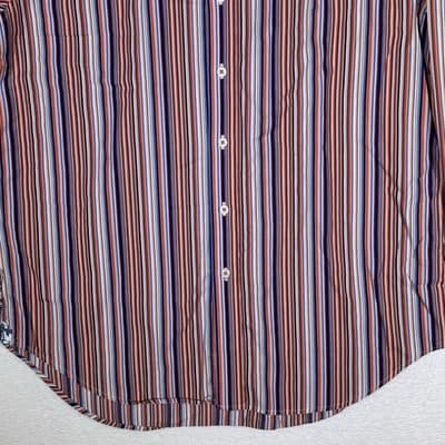 Robert Graham Shirt Mens XL Orange Blue Stripe Long Sleeve Paisley Contrast Cuff - Thumbnail 3