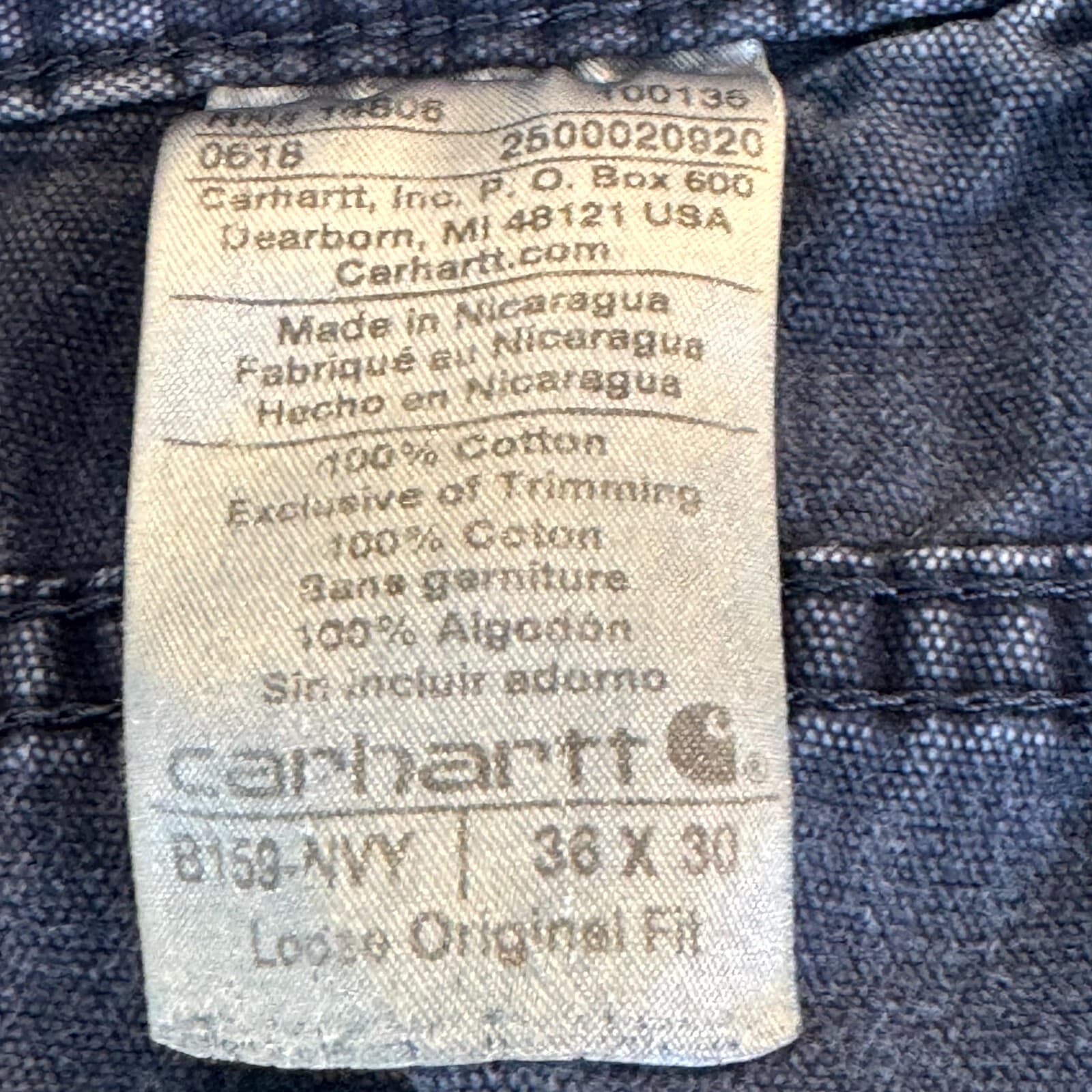 Carhartt Carpenter Jeans Men 36x30 Blue Loose Original Fit Workwear B159-NVY - Thumbnail 6