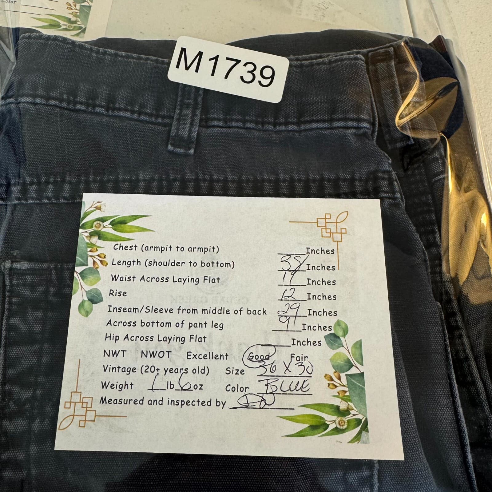 Carhartt Carpenter Jeans Men 36x30 Blue Loose Original Fit Workwear B159-NVY - Thumbnail 8