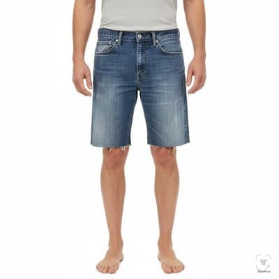 Levi's 514 Shorts Mens 36 Blue Bermuda Cutoff Raw Hem Distressed 5-Pocket - Thumbnail 6