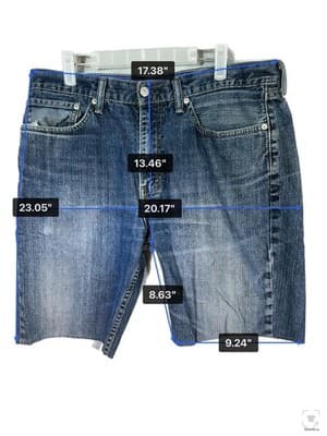 Levi's 514 Shorts Mens 36 Blue Bermuda Cutoff Raw Hem Distressed 5-Pocket - Thumbnail 14