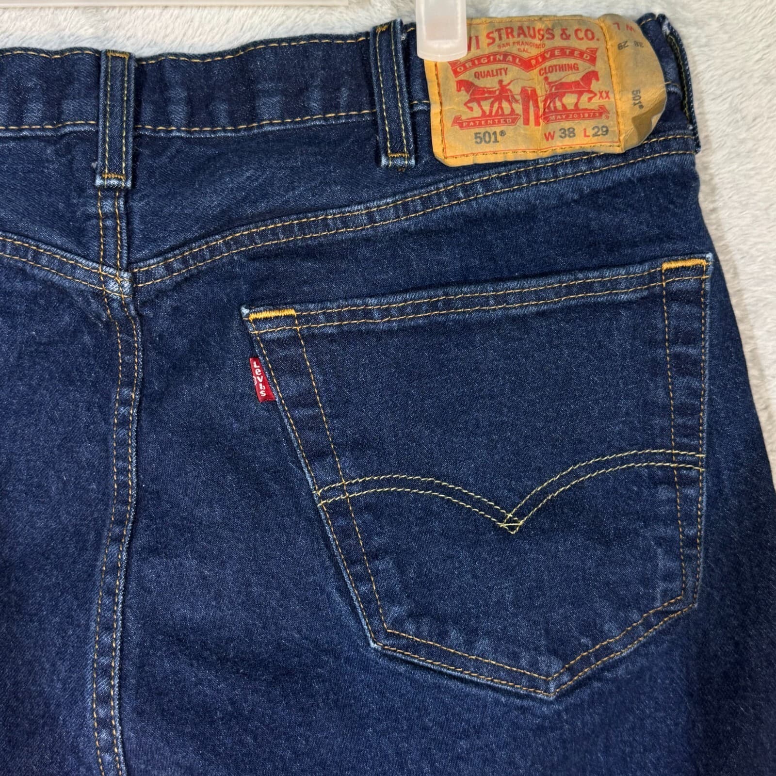 Levi’s 501 Men’s Jeans Blue Denim Straight Leg Button Fly 38x29 - Thumbnail 7