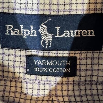 Ralph Lauren Shirt Mens 16 34/35 Lavender Check Yarmouth Button Down Long Sleeve - Thumbnail 8