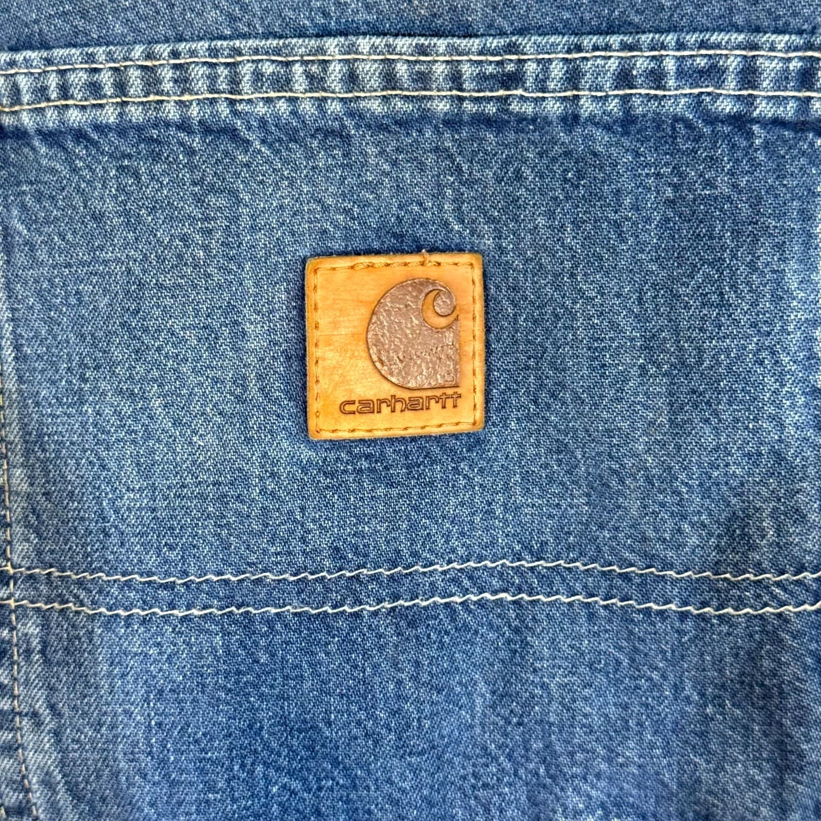 Carhartt Carpenter Jeans 40x28 Blue Denim Dungaree Fit Workwear - Thumbnail 7