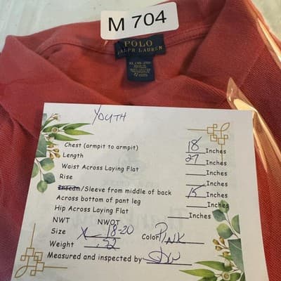 Polo Ralph Lauren Polo Shirt Youth XL 18-20 Pink Green Pony Cotton Pique Classic - Thumbnail 14