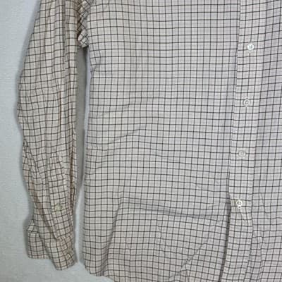 Ralph Lauren Shirt Mens XL Cream Tattersall Plaid Classic Fit Long Sleeve Pony - Thumbnail 4