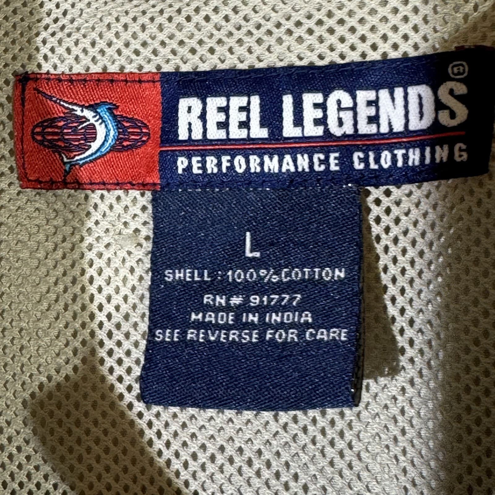 Reel Legends Men's Fishing Shirt Large Gray 100% Cotton Performance Vented Reel - Thumbnail 7