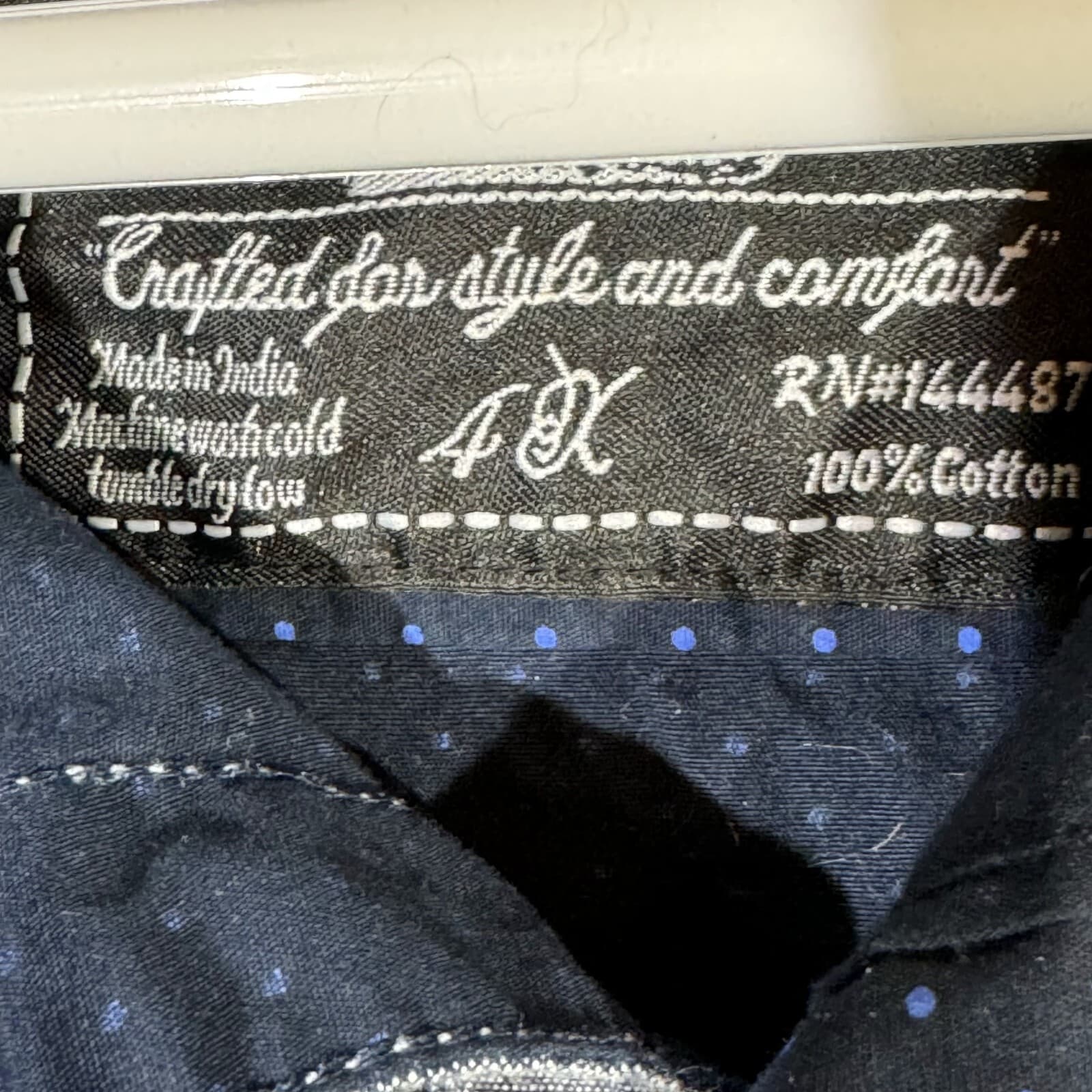 Broken Threads Men's Shirt 4XL Navy Blue Polka Dot Short Sleeve Button-Up Cotton - Thumbnail 7