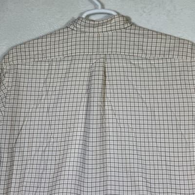 Ralph Lauren Shirt Mens XL Cream Tattersall Plaid Classic Fit Long Sleeve Pony - Thumbnail 13