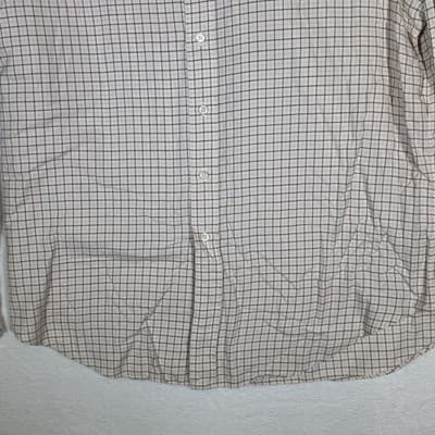 Ralph Lauren Shirt Mens XL Cream Tattersall Plaid Classic Fit Long Sleeve Pony - Thumbnail 3