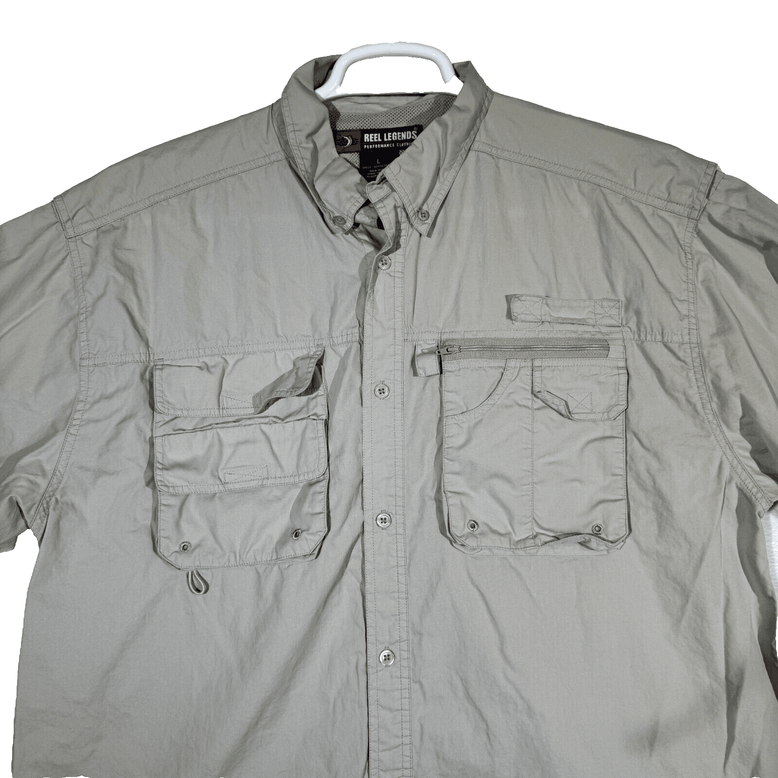 Reel Legends Men's Fishing Shirt Large Gray 100% Cotton Performance Vented Reel - Thumbnail 5