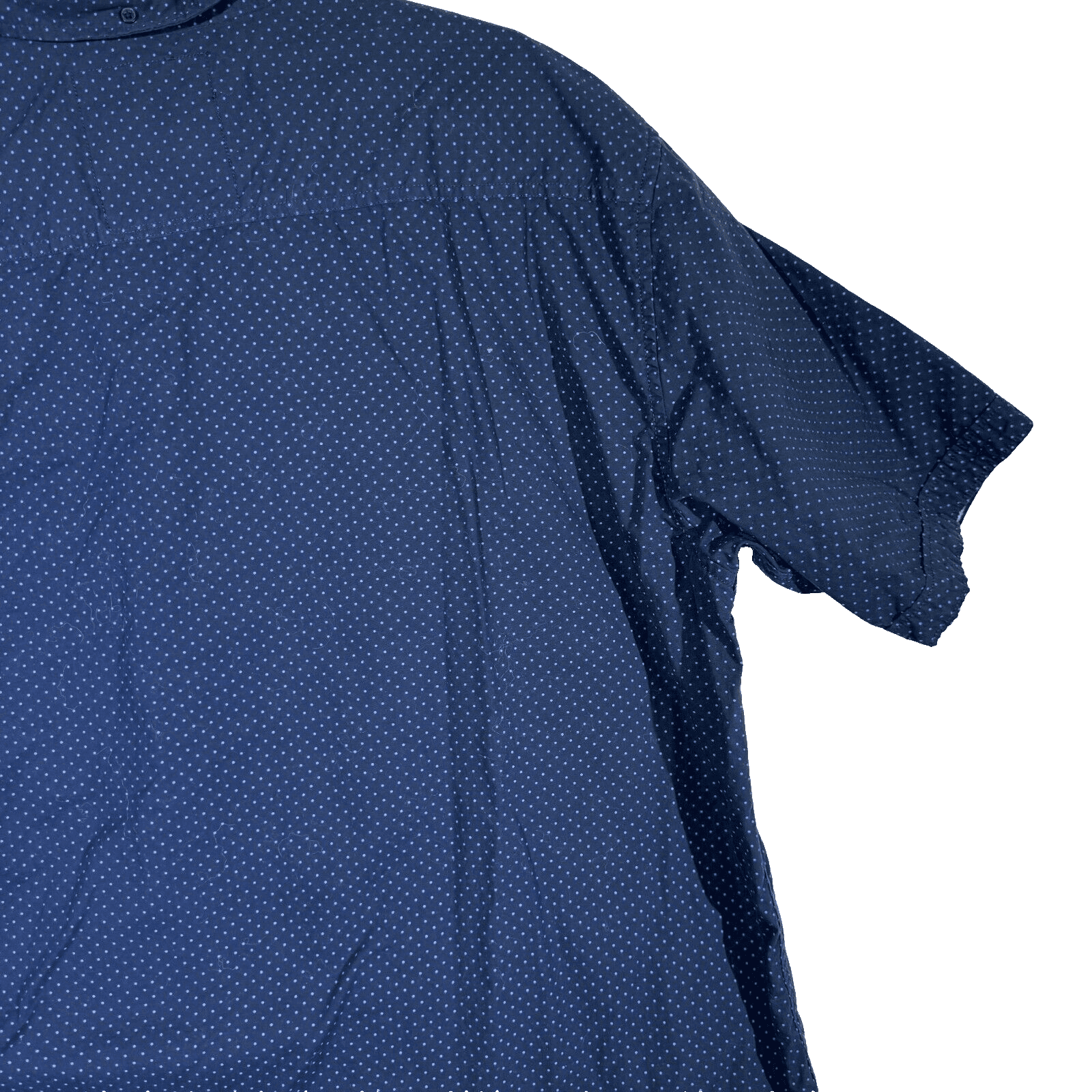 Broken Threads Men's Shirt 4XL Navy Blue Polka Dot Short Sleeve Button-Up Cotton - Thumbnail 13