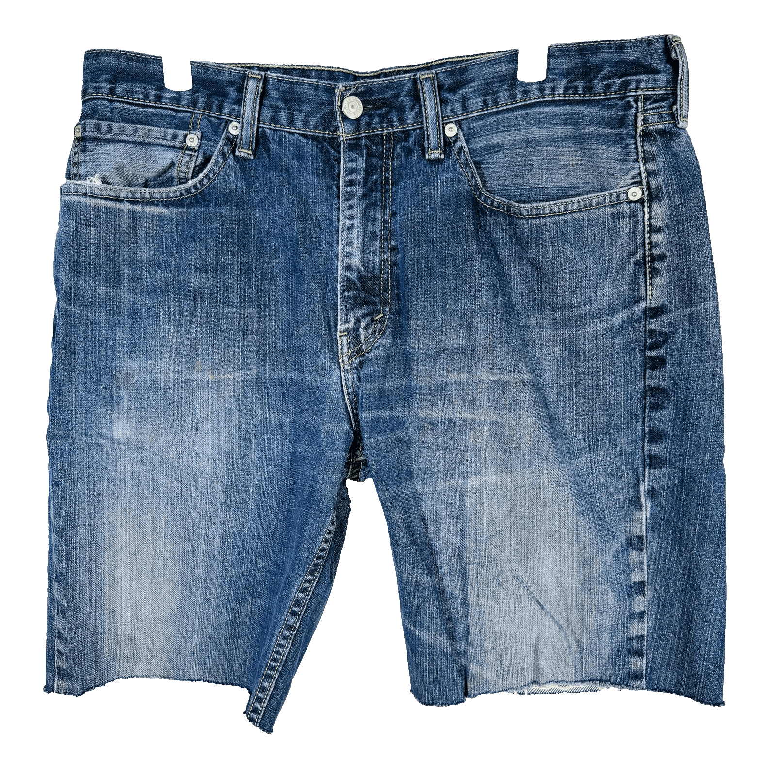 Levi's 514 Shorts Mens 36 Blue Bermuda Cutoff Raw Hem Distressed 5-Pocket - Thumbnail 2
