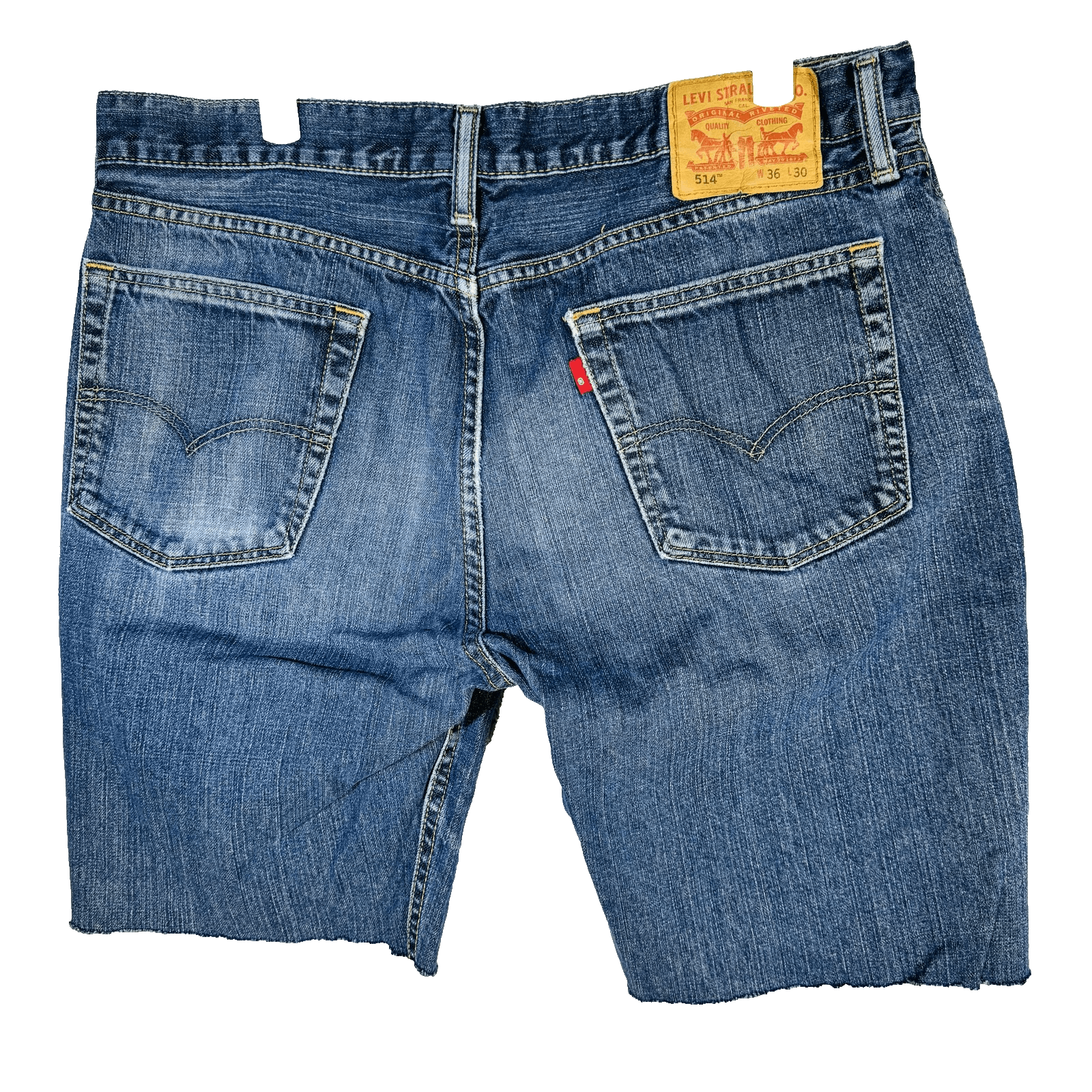 Levi's 514 Shorts Mens 36 Blue Bermuda Cutoff Raw Hem Distressed 5-Pocket - Thumbnail 3