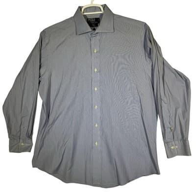 Polo Ralph Lauren Shirt Mens 17 32/33 Blue Stripe Regent Custom Fit Button Down - Image 1