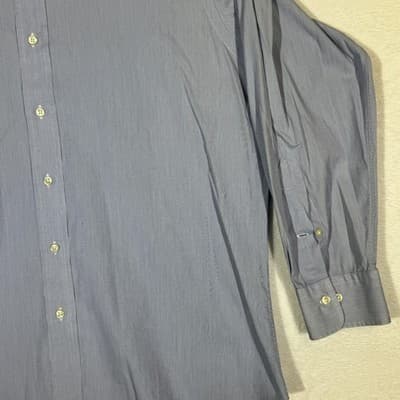 Polo Ralph Lauren Shirt Mens 17 32/33 Blue Stripe Regent Custom Fit Button Down - Thumbnail 6