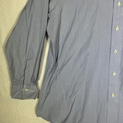 Polo Ralph Lauren Shirt Mens 17 32/33 Blue Stripe Regent Custom Fit Button Down - Thumbnail 4