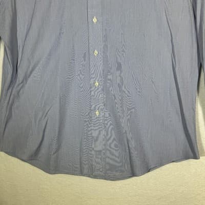 Polo Ralph Lauren Shirt Mens 17 32/33 Blue Stripe Regent Custom Fit Button Down - Thumbnail 3