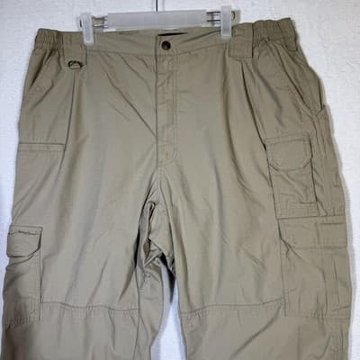 5.11 Tactical Pants Mens 42x30 Khaki Ripstop Cargo Elastic Waist CCW D-Ring - Thumbnail 4