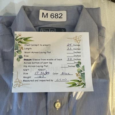 Polo Ralph Lauren Shirt Mens 17 32/33 Blue Stripe Regent Custom Fit Button Down - Thumbnail 15