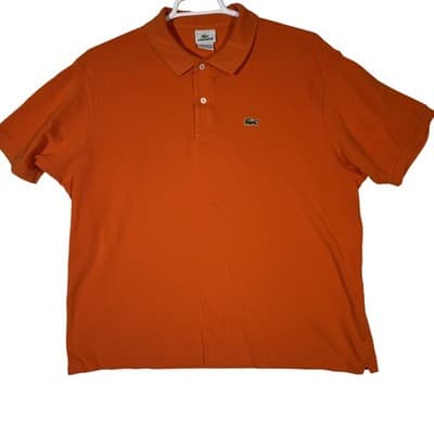 Lacoste Polo Shirt Mens 3XL Orange Pique Short Sleeve Crocodile Logo Cotton - Image 1