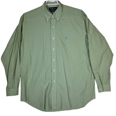 Ralph Lauren Shirt Mens Large Green Blake Gingham Button Down Long Sleeve Cotton - Image 1