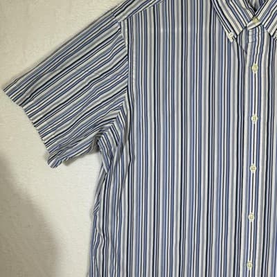 Ralph Lauren Shirt Mens XL Blue Striped Button Down Custom Fit Short Sleeve Pony - Thumbnail 3