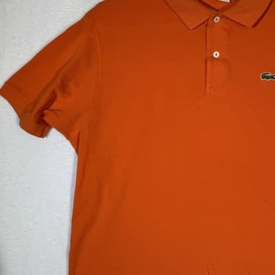 Lacoste Polo Shirt Mens 3XL Orange Pique Short Sleeve Crocodile Logo Cotton - Thumbnail 3