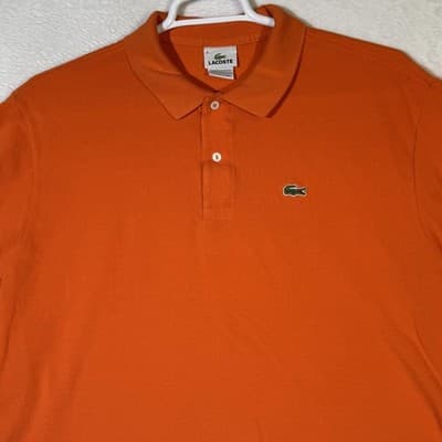 Lacoste Polo Shirt Mens 3XL Orange Pique Short Sleeve Crocodile Logo Cotton - Thumbnail 4