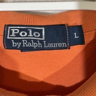 Polo Ralph Lauren Polo Shirt Mens Large Orange Blue Pony Logo Short Sleeve Golf - Thumbnail 8