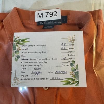 Polo Ralph Lauren Polo Shirt Mens Large Orange Blue Pony Logo Short Sleeve Golf - Thumbnail 15