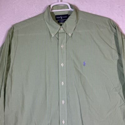 Ralph Lauren Shirt Mens Large Green Blake Gingham Button Down Long Sleeve Cotton - Thumbnail 4