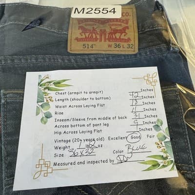 Levis 514 Jeans Mens 36x32 Blue Straight Leg Denim Mid Rise W36 L32 Good - Thumbnail 11