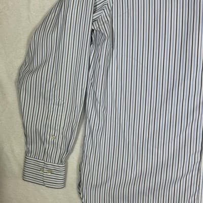 Ralph Lauren Shirt Mens 16.5 34/35 White Blue Stripe Non Iron Button Down Pony - Thumbnail 4