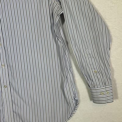 Ralph Lauren Shirt Mens 16.5 34/35 White Blue Stripe Non Iron Button Down Pony - Thumbnail 6