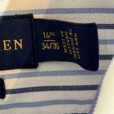 Ralph Lauren Shirt Mens 16.5 34/35 White Blue Stripe Non Iron Button Down Pony - Thumbnail 9