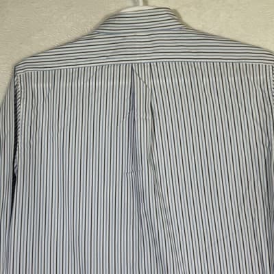 Ralph Lauren Shirt Mens 16.5 34/35 White Blue Stripe Non Iron Button Down Pony - Thumbnail 12