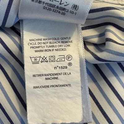 Ralph Lauren Shirt Mens 16.5 34/35 White Blue Stripe Non Iron Button Down Pony - Thumbnail 15