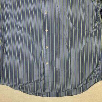 Polo Ralph Lauren Shirt Mens Large Blue Striped Stanton Custom Fit Button Down - Thumbnail 6