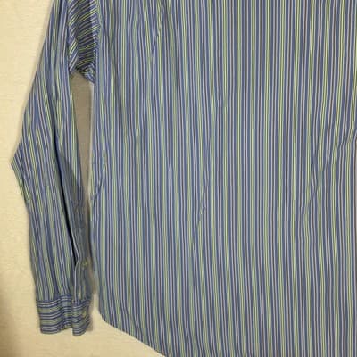 Polo Ralph Lauren Shirt Mens Large Blue Striped Stanton Custom Fit Button Down - Thumbnail 10