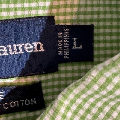 Ralph Lauren Shirt Mens Large Green Blake Gingham Button Down Long Sleeve Cotton - Thumbnail 9