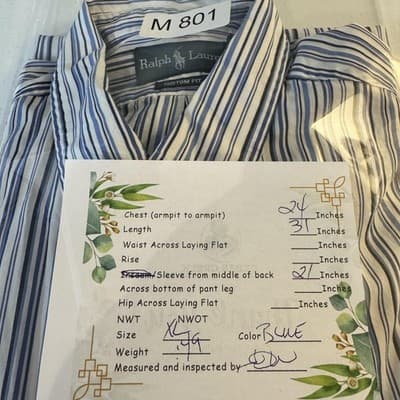 Ralph Lauren Shirt Mens XL Blue Striped Button Down Custom Fit Short Sleeve Pony - Thumbnail 16