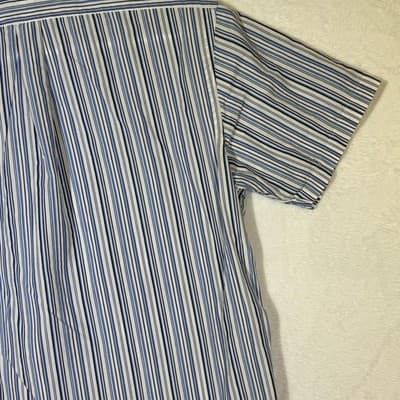 Ralph Lauren Shirt Mens XL Blue Striped Button Down Custom Fit Short Sleeve Pony - Thumbnail 12
