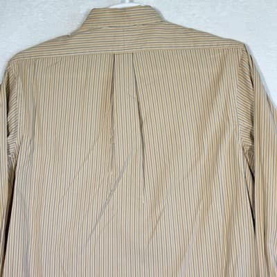 Ralph Lauren Shirt Mens Large Tan Striped Button Down Long Sleeve Custom Fit - Thumbnail 11