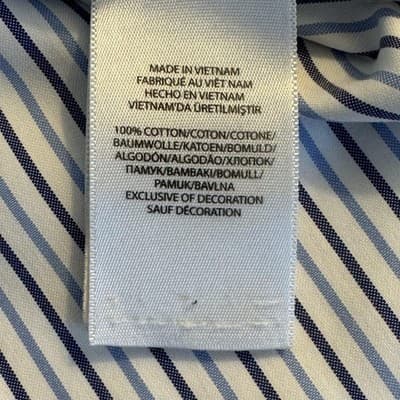 Ralph Lauren Shirt Mens 16.5 34/35 White Blue Stripe Non Iron Button Down Pony - Thumbnail 14